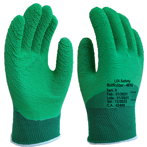 LDI LUVA MULTRUBBER SOFT MOD:4010S POLIAMIDA REVEST C/ BORRACHA TAM: 9 COLETA DE RESÍDUOS VERDE