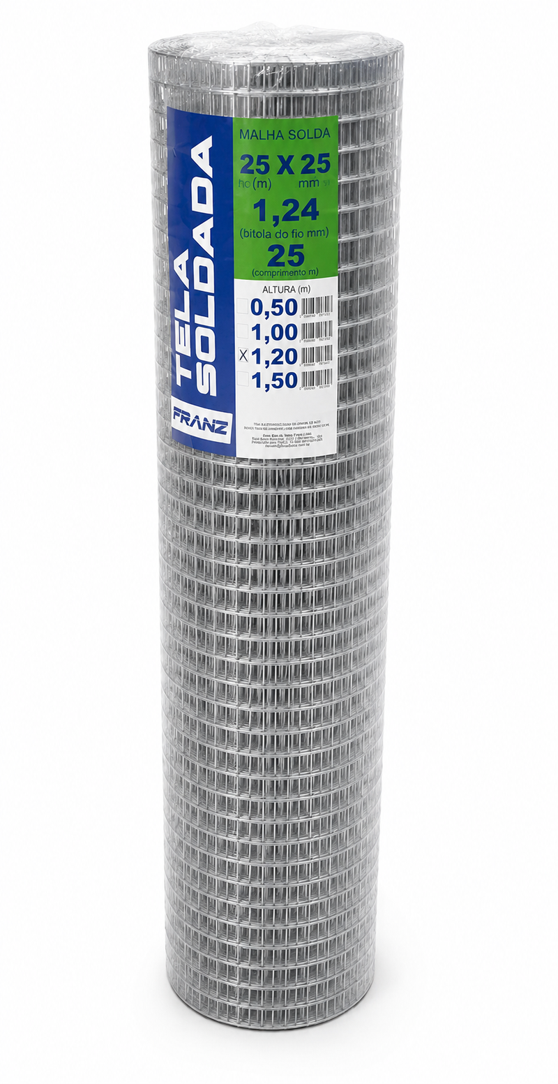 TELA REFORÇO FACHADA 1,20M 2,5X2,5 FIO 1,24MM 25M FRANZ