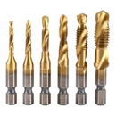 JOGO 6 BROCAS TITANIUM PERFURA E FAZ ROSCA M3/4/5/6/8/10 MM *