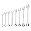JOGO DE CHAVE COMBINADA COM CATRACA, CROMO VANADIO, CROMADO, 8PCS // STELS
