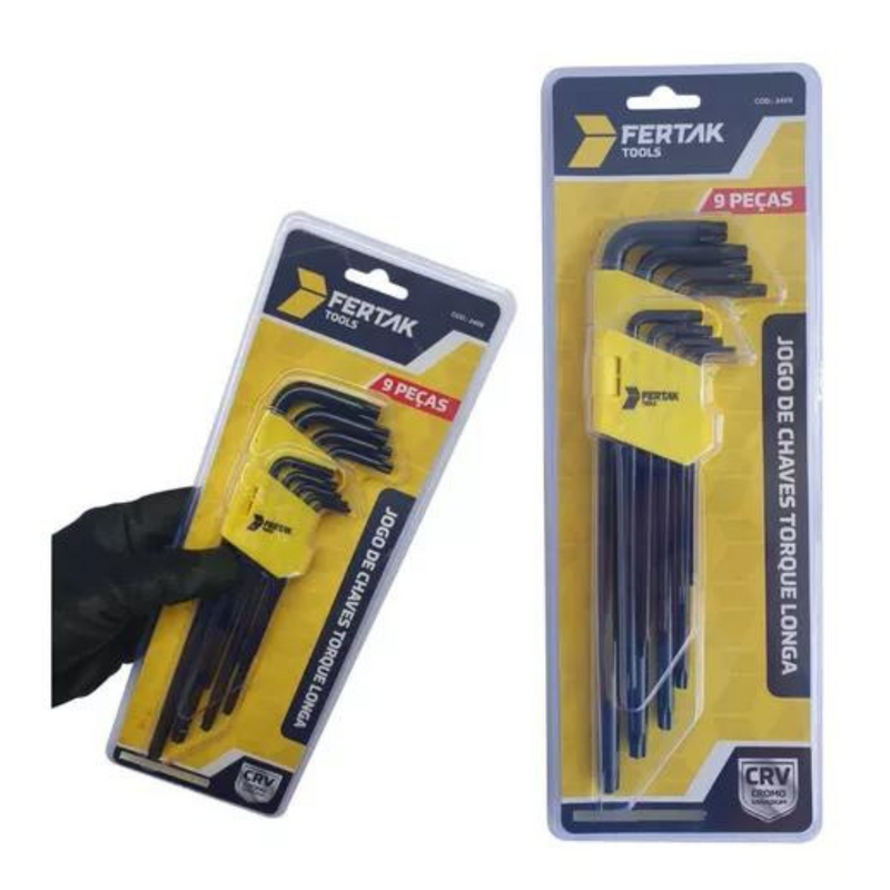 JOGO CHAVE LONGA TORQUE 9PCS CRV TOP FERTAK