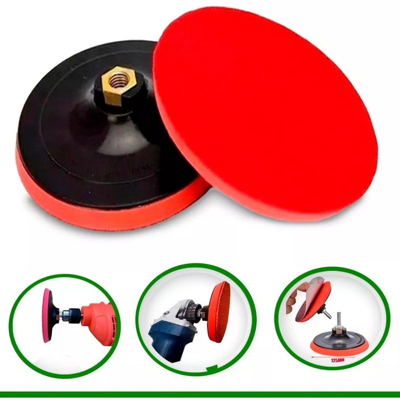 SUPORTE PARA DISCO DE LIXA COM VELCRO, ADAPTADOR ROSCA M14 PARA FURADEIRA, 125MM, 1PC // MTX