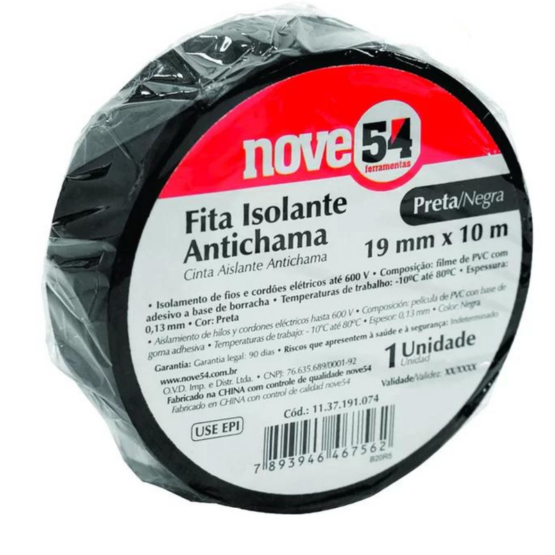 FITA ISOL 19MMX10M PRETA 954