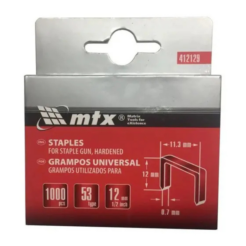 GRAMPOS PARA GRAMPEADORES, TIPO 140, TEMPERADO, 12MM, 1000 PCS // MTX