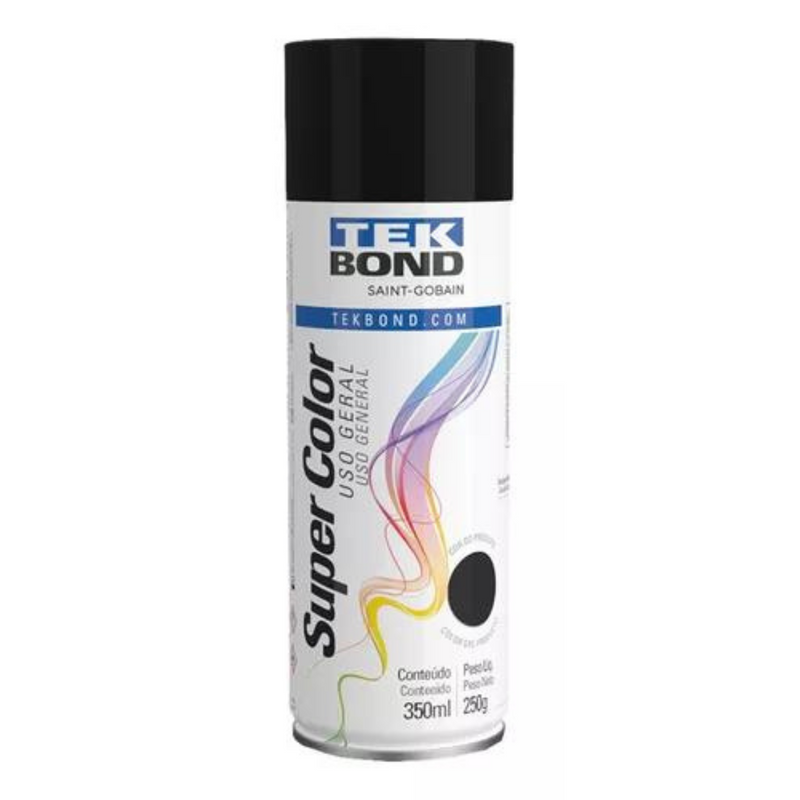 TINTA AEROSSOL PRETO BRILHANTE USO GERAL 350 ML/250G TEKBOND