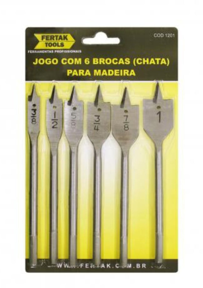 JOGO DE BROCAS 6 PCS (CHATA) PARA MADEIRA