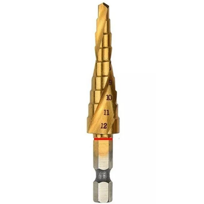 BROCA ESCALONADA CONE DE 4 A 12 MM ACO RAPIDO TITANIUM