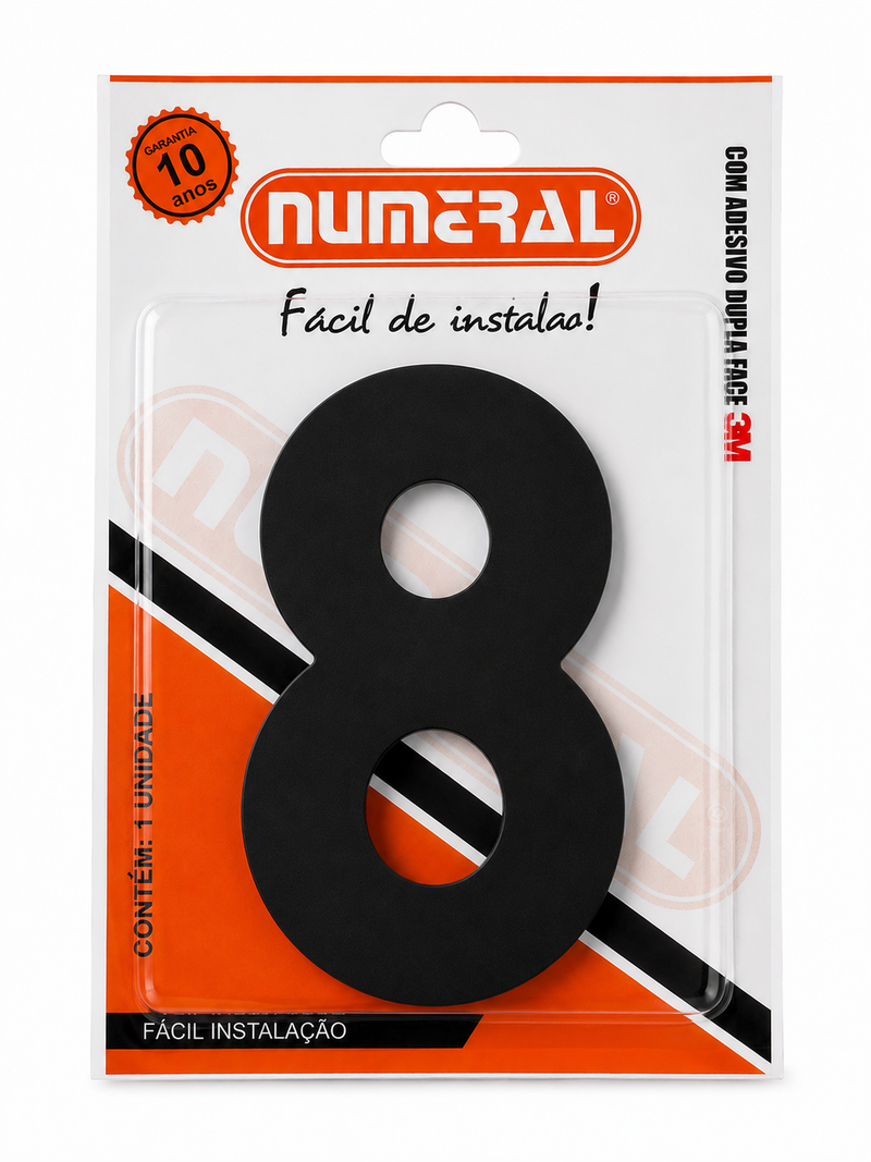 Número Residencial (8) 125mm Preto Acm