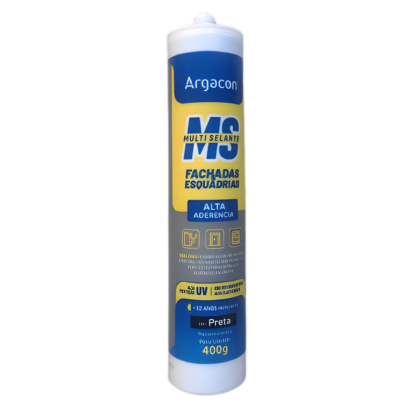 SILICONE MS FACHADA ESQUADRIA CARTUCHO PRETO 400G -  ARGACON