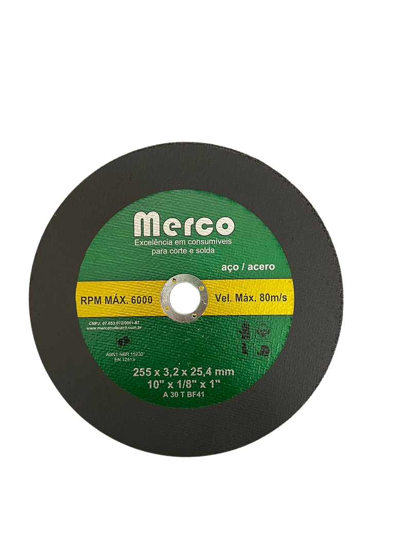 DISCO ABRASIVO DE CORTE 10 (255MM X 3,2MM) MERCO