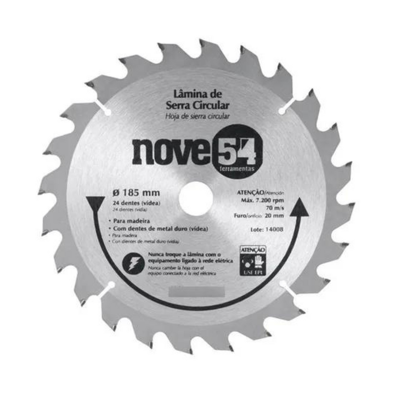 DISCO MADEIRA SERRA CIRCULAR 110mm 24 DENTES NOVE 54