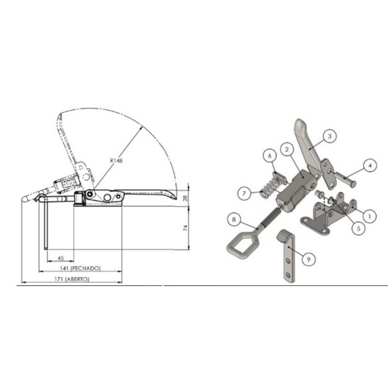 GRAMPO TRAVA TENSOR APERTO RAPIDO MK7
