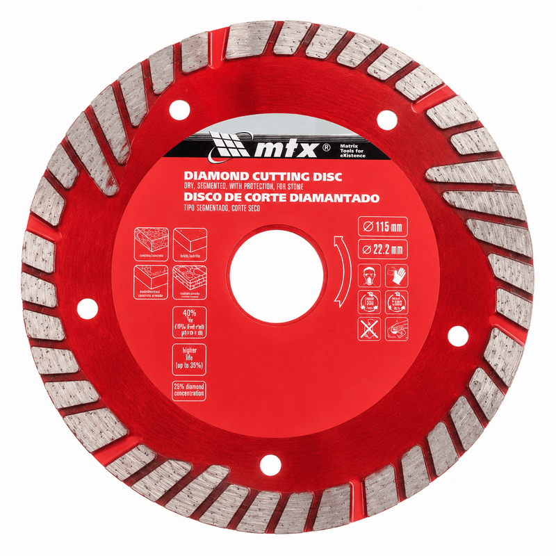 Disco de Corte Diamantado Turbo 115x22,2mm MTX