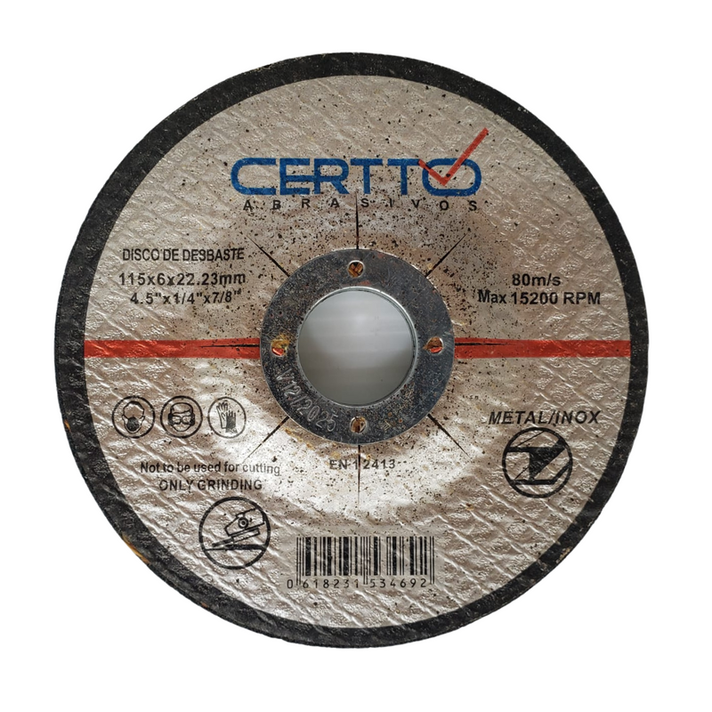 DISCO ABRASIVO DE DESBASTE 4.1/2 x 1/4 x 7/8 CERTTO