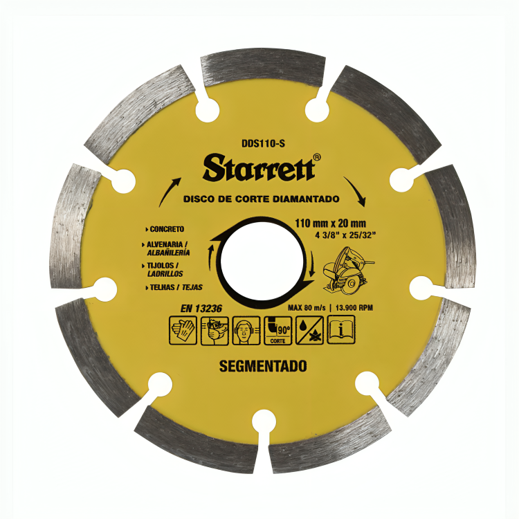 DISCO DE CORTE DIAMANTADO SEGMENTADO 110 X 20MM CATEGORIA STARRETT