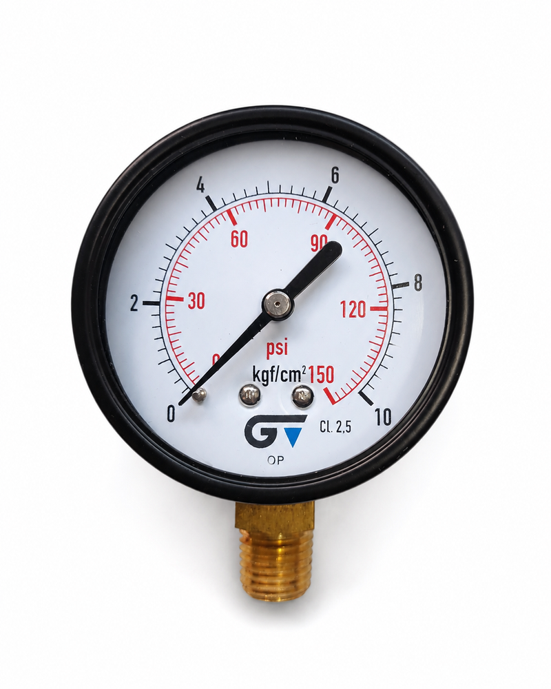 Manômetro Carbono Genebre 1/4 NPT 0-150 PSI Ø63mm