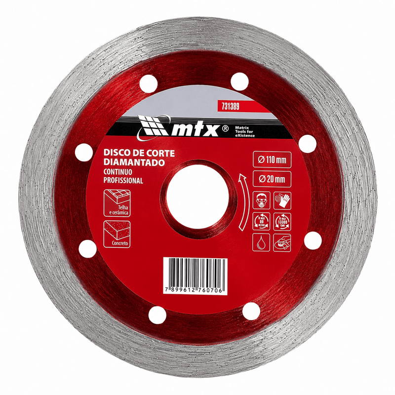 DISCO DE CORTE CONTINUO DIAMANTADO MTX 110 X 20MM 1PÇ