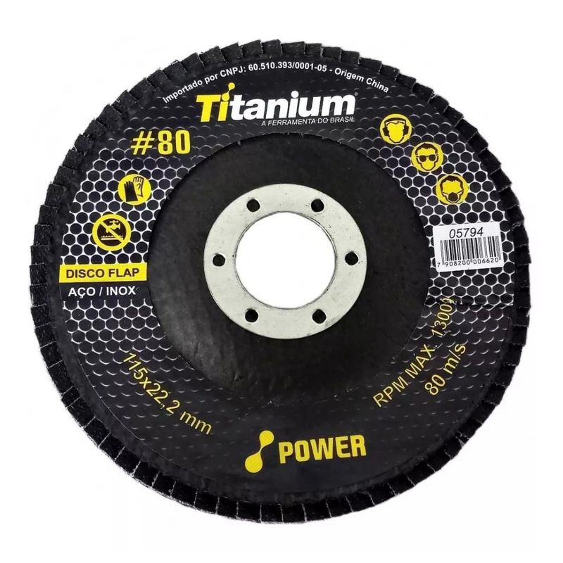 DISCO FLAP POWER CURVO ZIRCONIO 4.1/2" GR. 080 TITANIUM