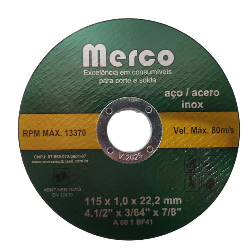 DISCO ABRASIVO DE CORTE 7 X 1,6MM X 22MM (178MM) MERCO