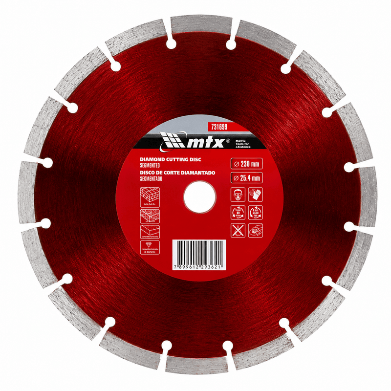 DISCO DE CORTE SEGMENTADO, DIAMANTADO, CORTE SECO, 230 X 25,4MM, 1PC // MTX
