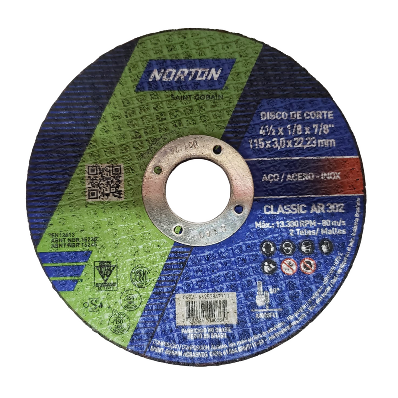 DISCO ABRASIVO DE CORTE 115,0X3,0X22,23 AR302 CLASSIC NORTON