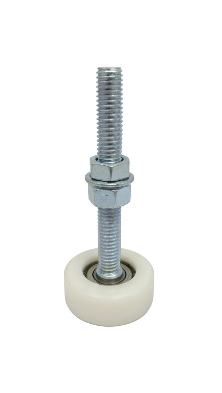 PINO GUIA DE NYLON 48MM X 18MM C/ EIXO ROSCADO 1/2" X 120MM C/ DUAS PORCAS (NYLON)