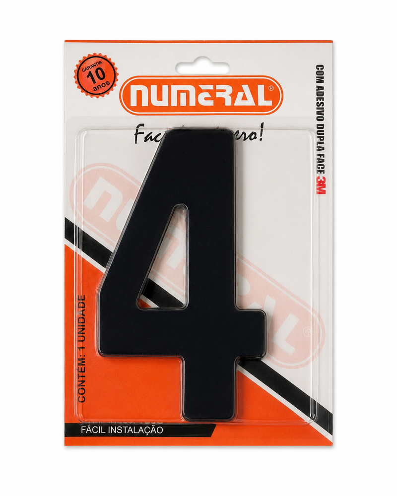 Número Residencial (4) 125mm Preto Acm