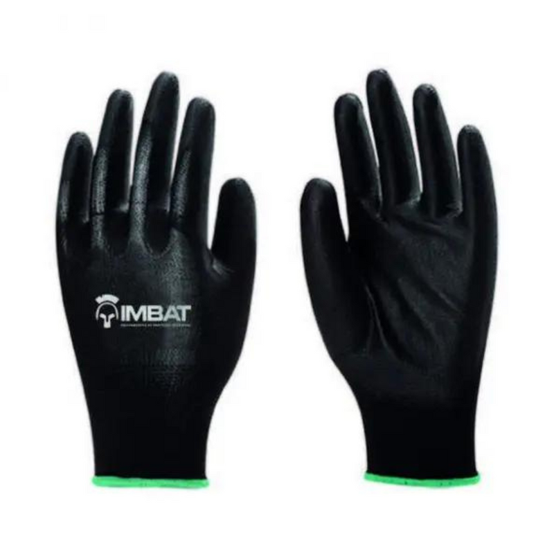 LUVA DE POLIESTER COM PU PRETO 09" IMBAT
