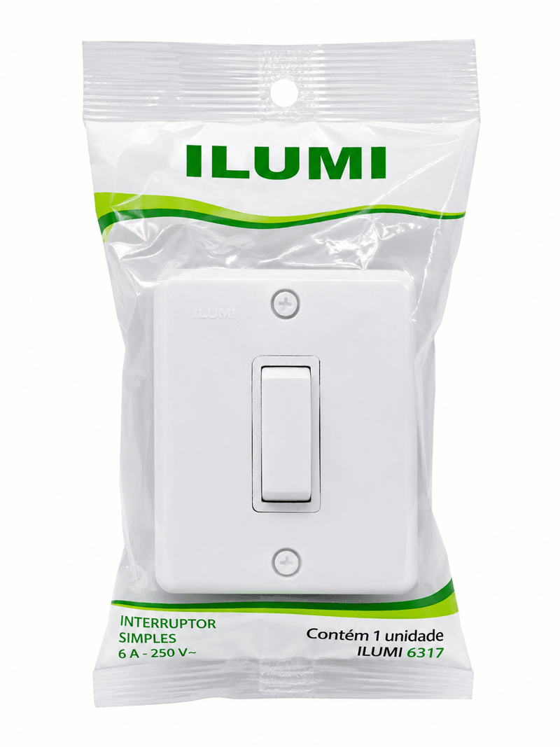 CONJUNTO INTERRUPTOR SIMPLES 6 A 250 V BRANCO SOBREPOR ILUMI - 6317