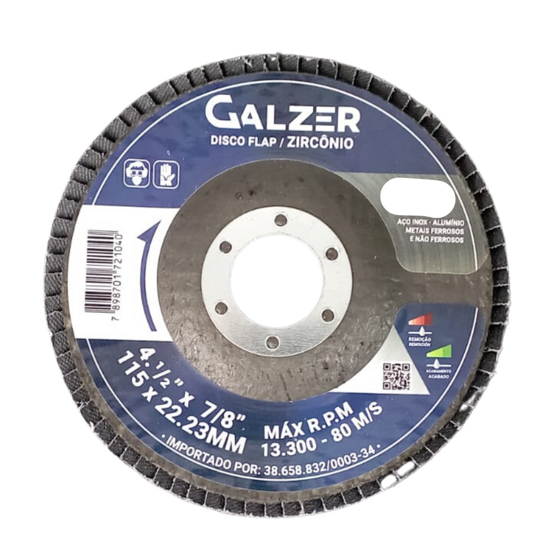 DISCO FLAP ZIRCONIO AZUL 4.1/2 G80 GALZER