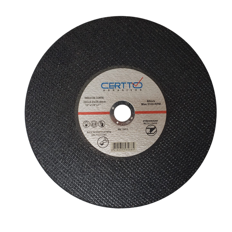 DISCO ABRASIVO DE CORTE 12" 300x2.8x25.4mm ZIRCONADO CERTTO