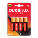 PILHA ALCALINA AA PEQUENA BLISTER 4 UN/- OUR LUX