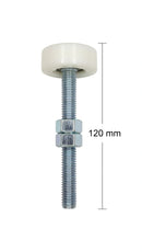 PINO GUIA DE NYLON 48MM X 18MM C/ EIXO ROSCADO 1/2" X 120MM C/ DUAS PORCAS (NYLON)