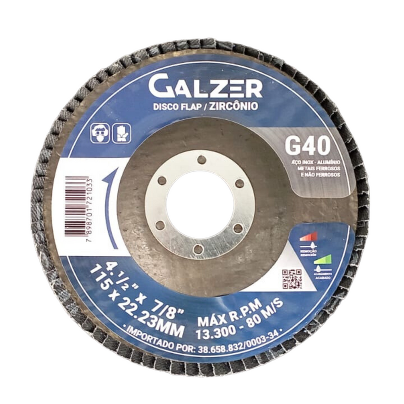 DISCO FLAP ZIRCONIO AZUL 4.1/2 G40 GALZER