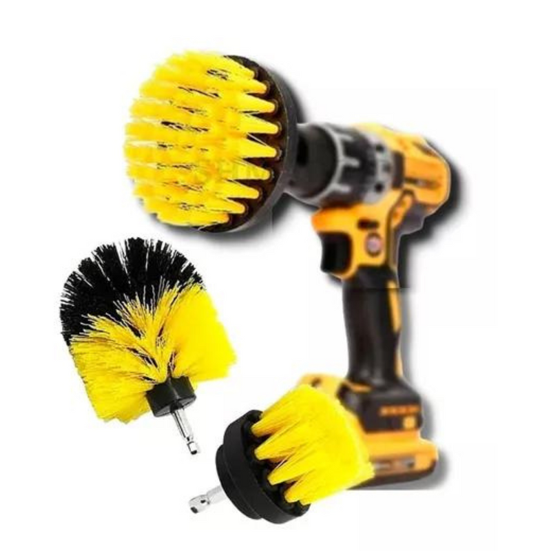 Kit 3 Escovas Pentech F 302 Limpeza Box Sofas Tapetes Estofados Banheiro Cor Amarelo