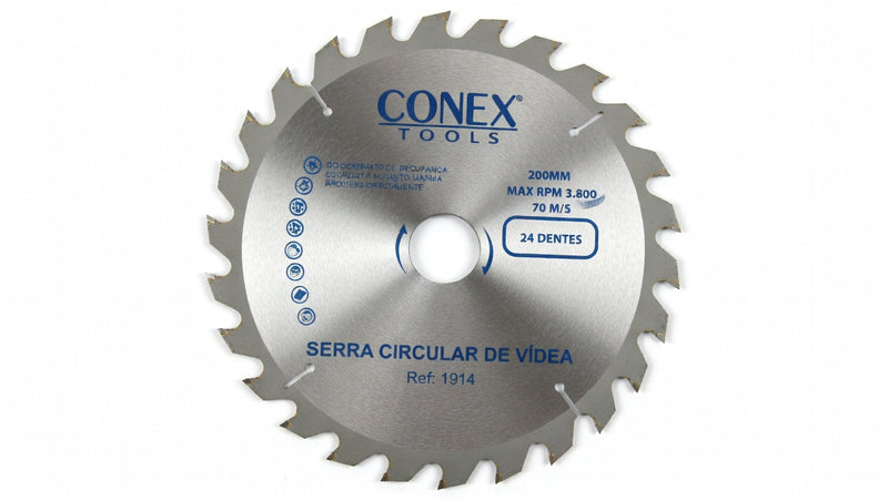 DISCO DE SERRA CIRCULAR VIDEA 200mm - X 24D F.30 - CONEX