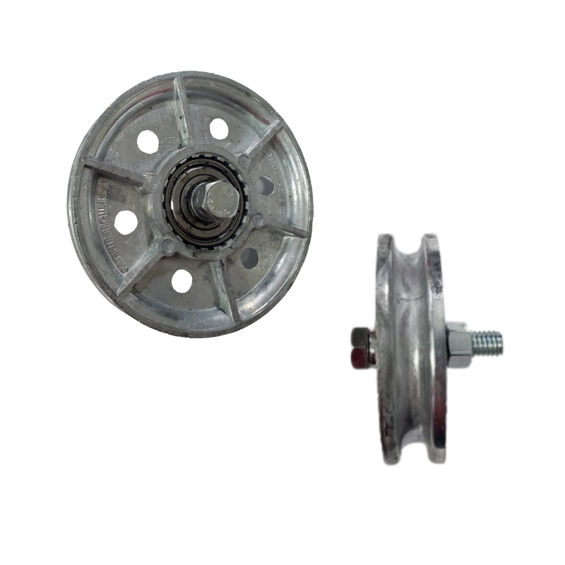ROLDANA U 75MM X 18MM C/ PARAFUSO 3/8" CABO (ZAMAC POLIDO)