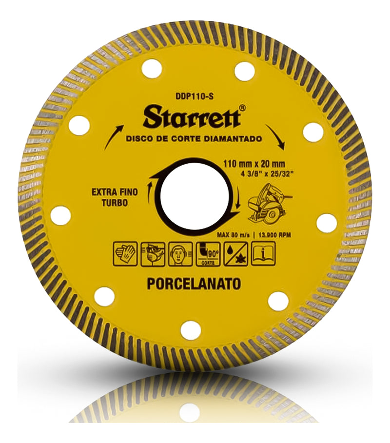 DISCO DE CORTE DIAMANTADO P/ PORCELANATO 110 X 20MM CATEGORIA STARRETT