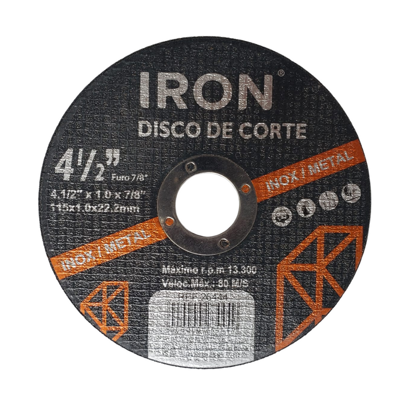 DISCO ABRASIVO DE CORTE 115 X 1.0MM X 22.2MM- IRON