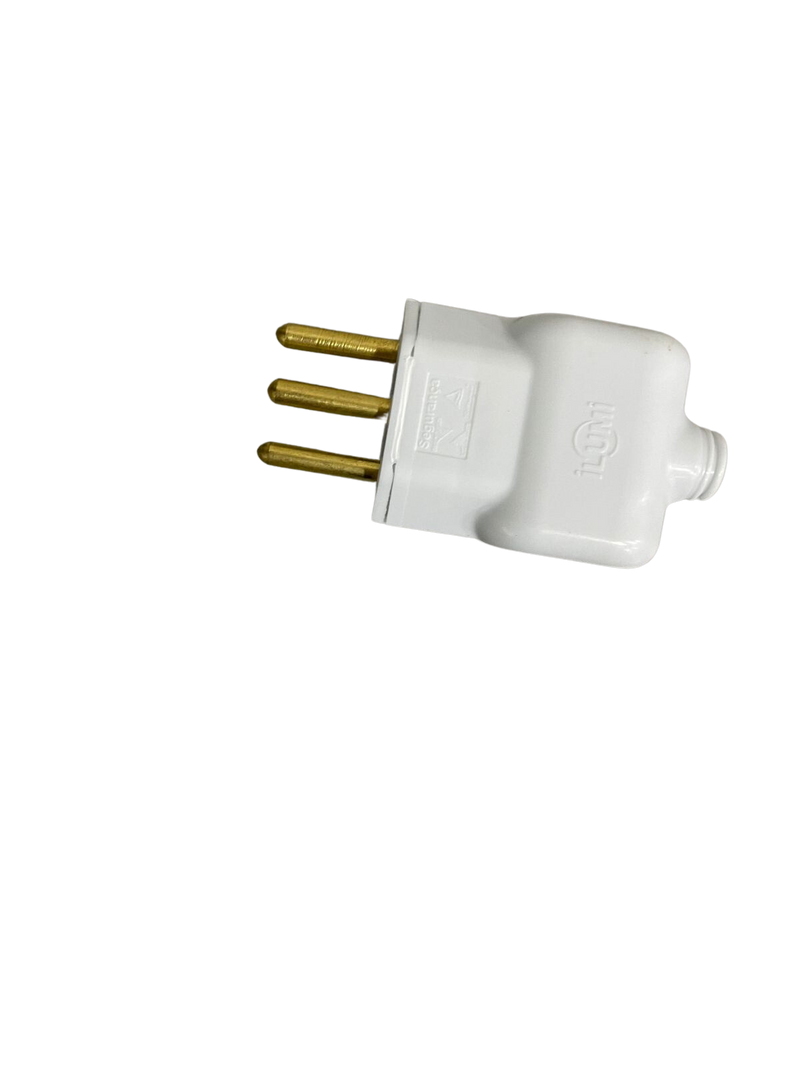 Plugue Macho Prensa Cabo 3P 10A Branco-ILUMI