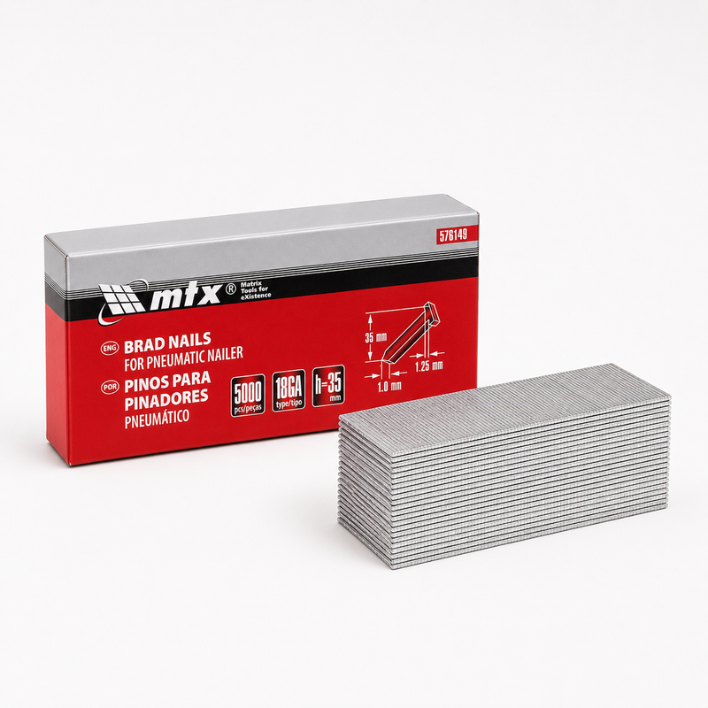 Pinos Para Pinador Pneumático 35mm 18Ga 5000 Peças MTX