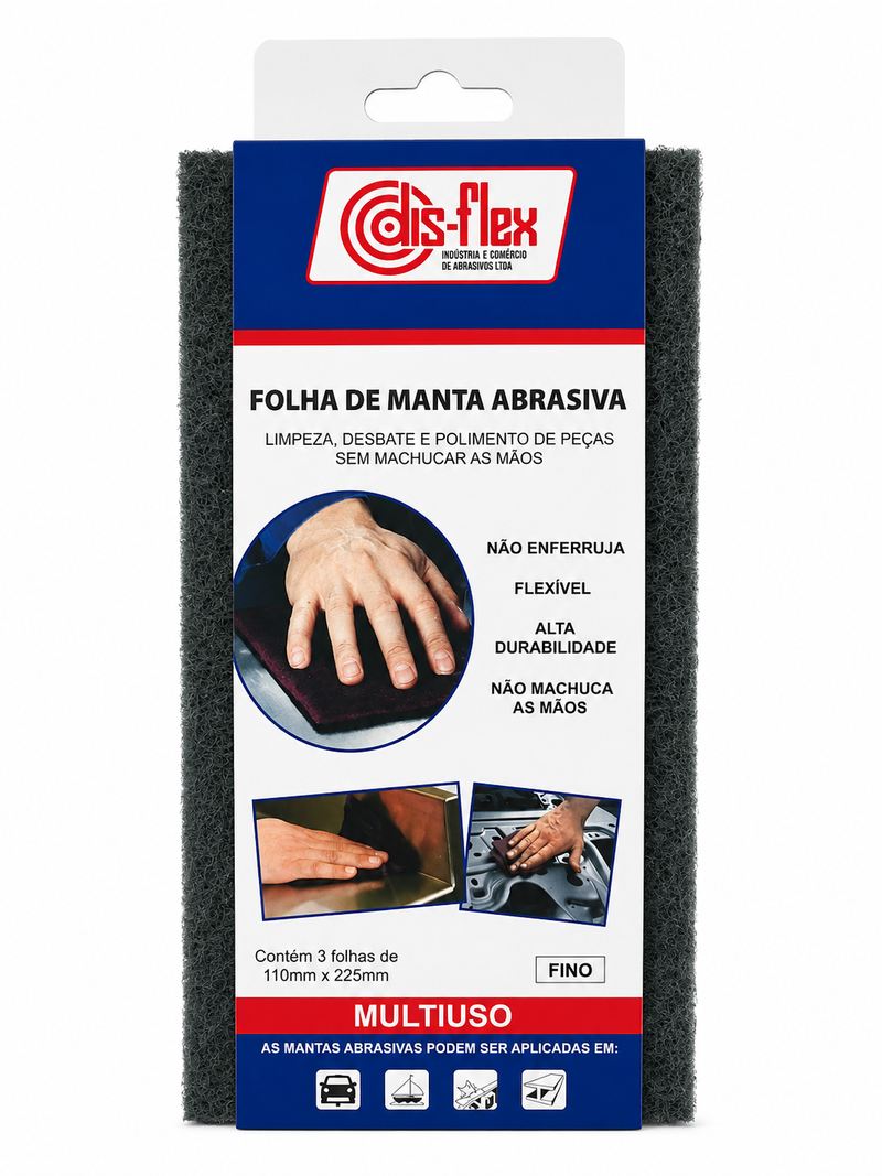MANTA ABRASIVA FINA DIS-FLEX 110x225mm – PACOTE COM 3 FOLHAS